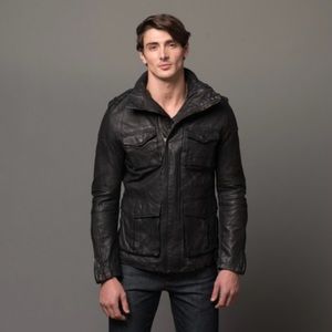 Zachary Prell Leroy Motorcycle Leather Black Jacket L